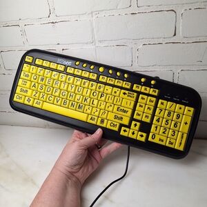 Ezsee Low Vision Wired Keyboard Large Print Yellow Keys USB